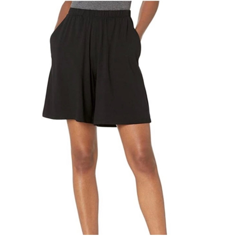 Eileen Fisher Jersey Pull On Pleated Skort Size XL Black Pockets